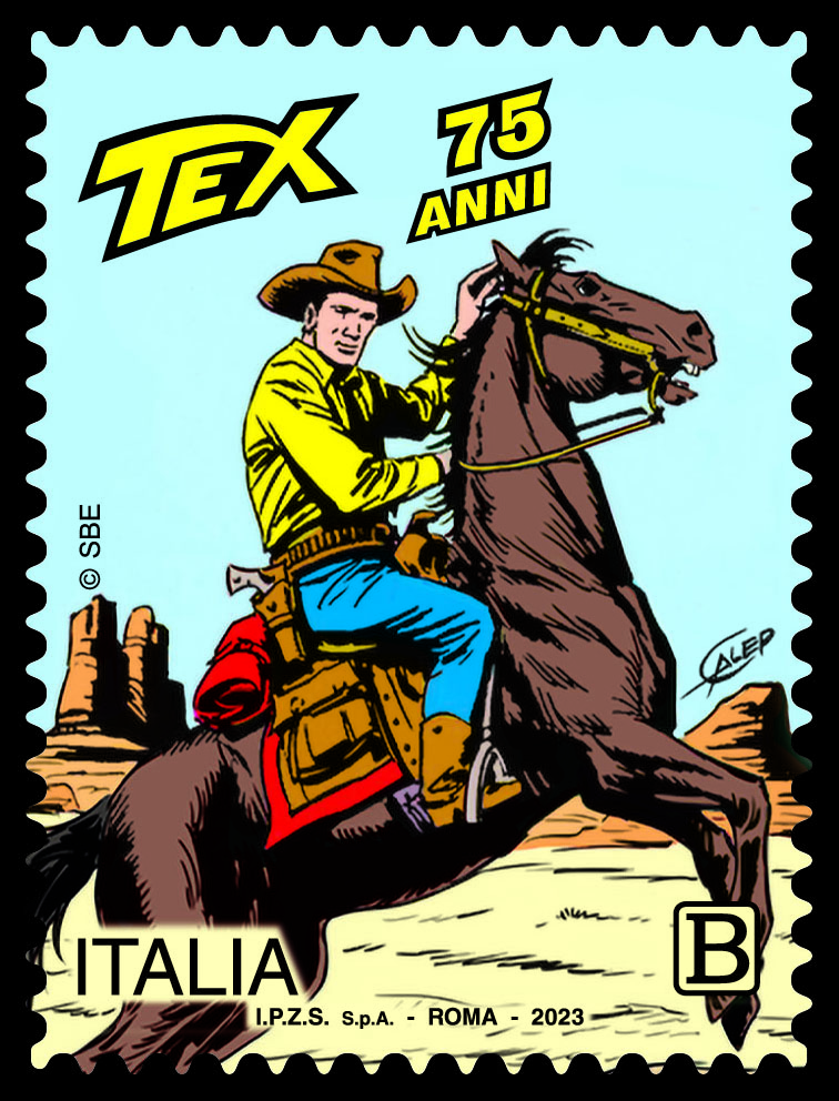 Un Francobollo dedicato a Tex Willer, nel 75° anniversario della prima  uscita in edicola